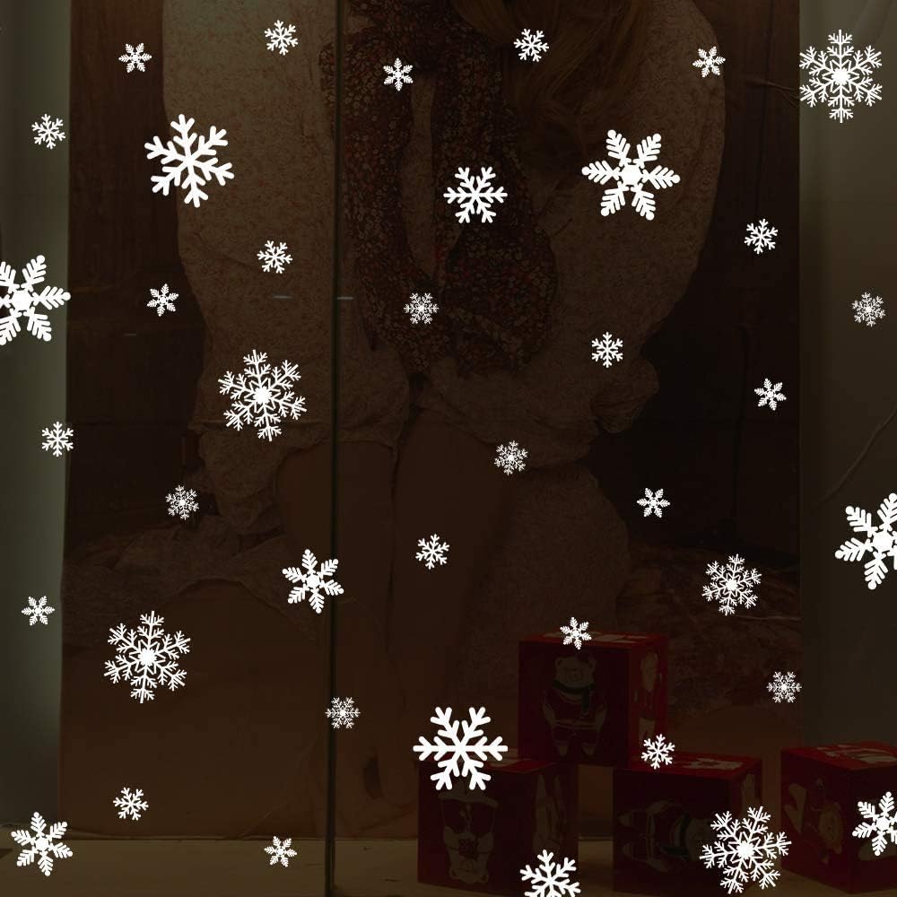 LUDILO White Snowflake Window Clings, 135 Pieces