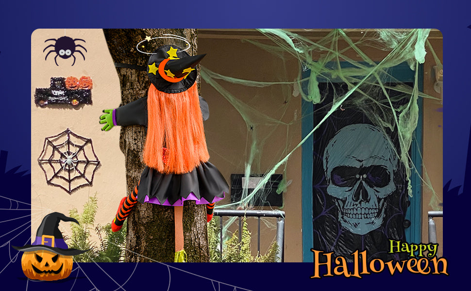 Bswalf 44-Inch Crashing Witch Halloween Tree Decoration – Orange(44 Inch) – product detail