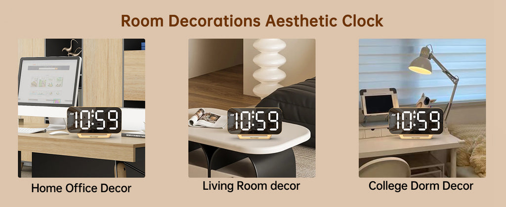 Peakeep Mirror Digital Alarm Clock, Gold