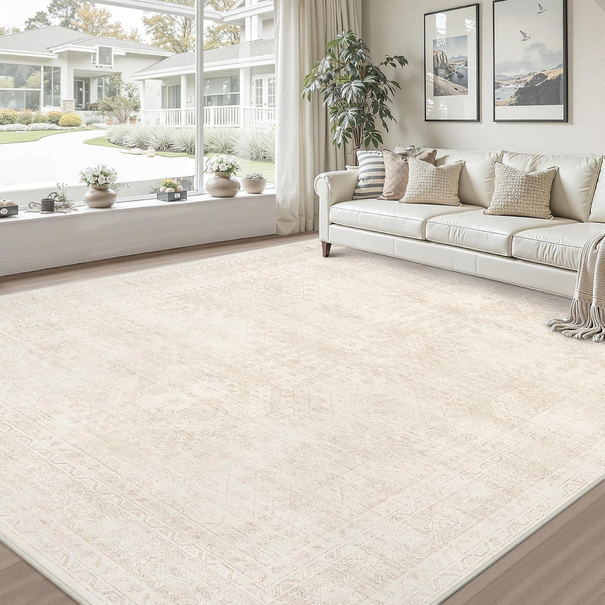 Luxturiy Vintage-Style Area Rug, Beige, 8 x 10 ft