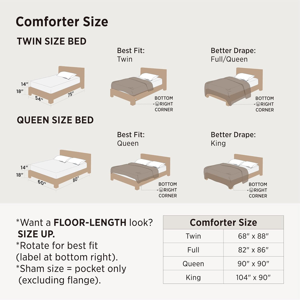 Bedsure Brown Gingham Queen Comforter Set, 3 Pieces