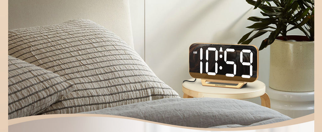 Peakeep Mirror Digital Alarm Clock, Gold