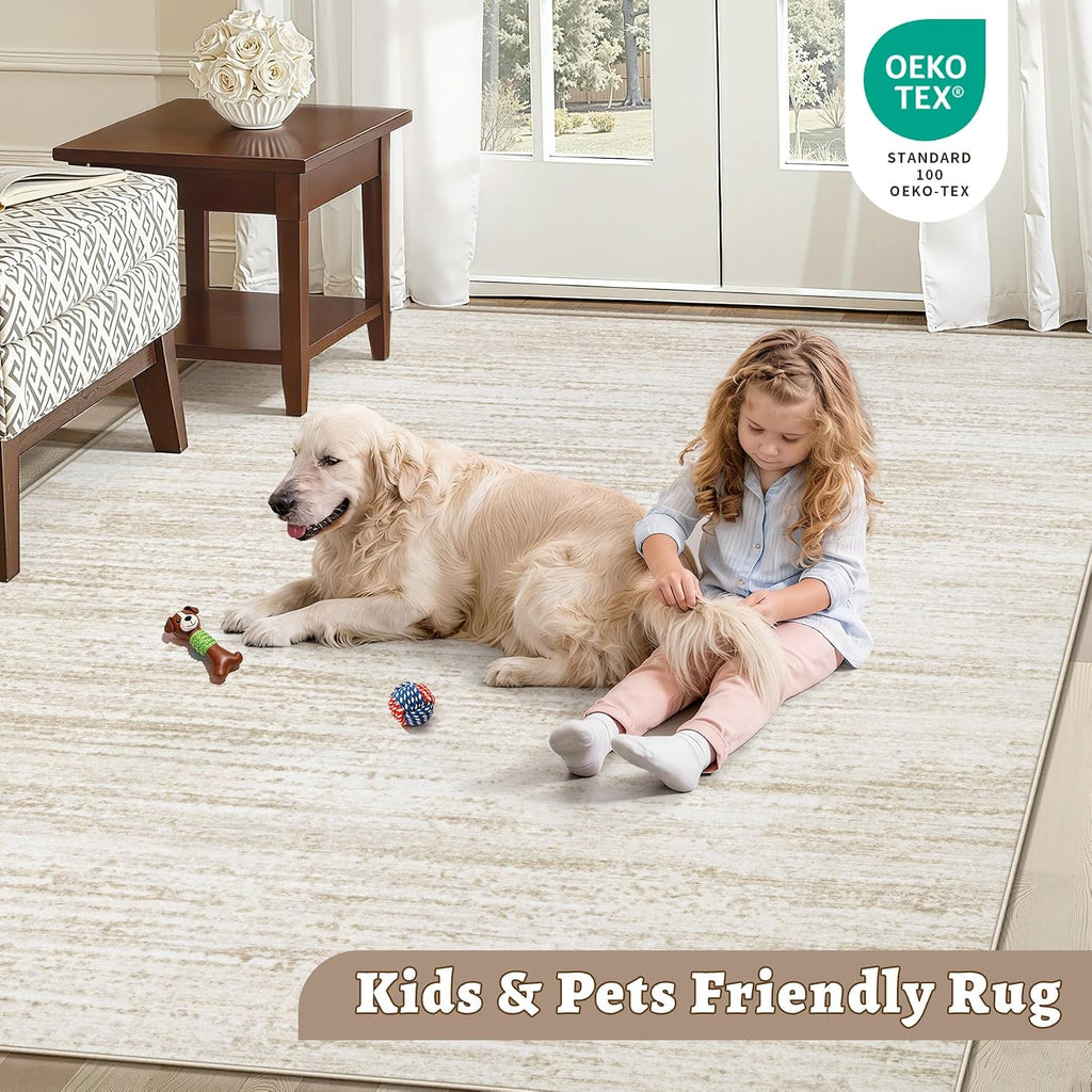 Zomfy Printed Area Rug, Beige, 8 x 10 ft