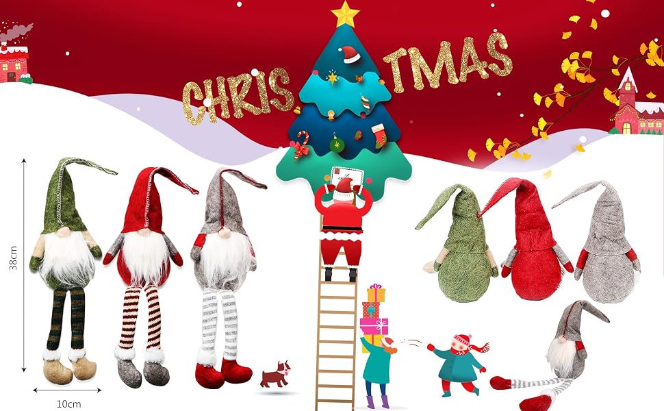BWFY Long-Leg Christmas Decorative Dolls, Set of 3
