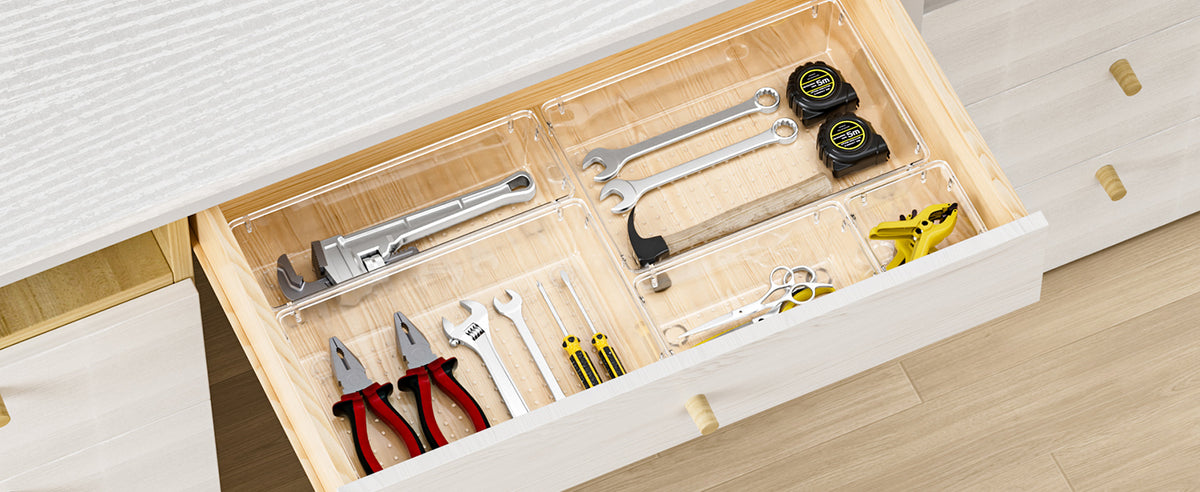 WOWBOX Clear Drawer Organizer Trays, 25-Pack