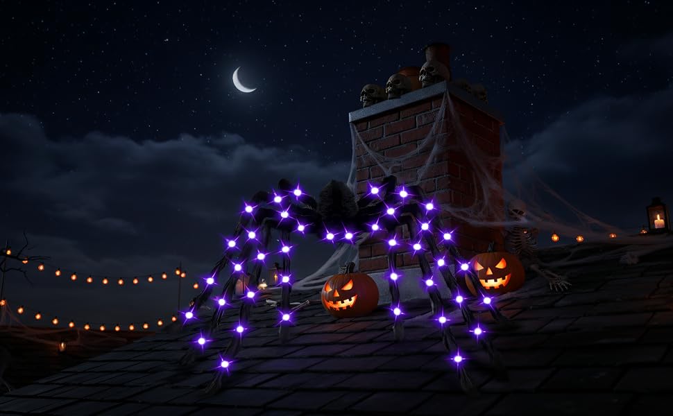 Cherislpy 78-Inch Lighted Halloween Spider Decoration – Multicolor – product detail