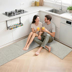 HDFK Herringbone Kitchen Rug Set, Beige, 2 Pieces