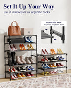 Kitsure Three-Tier Shoe Rack, Black, 27.5 in