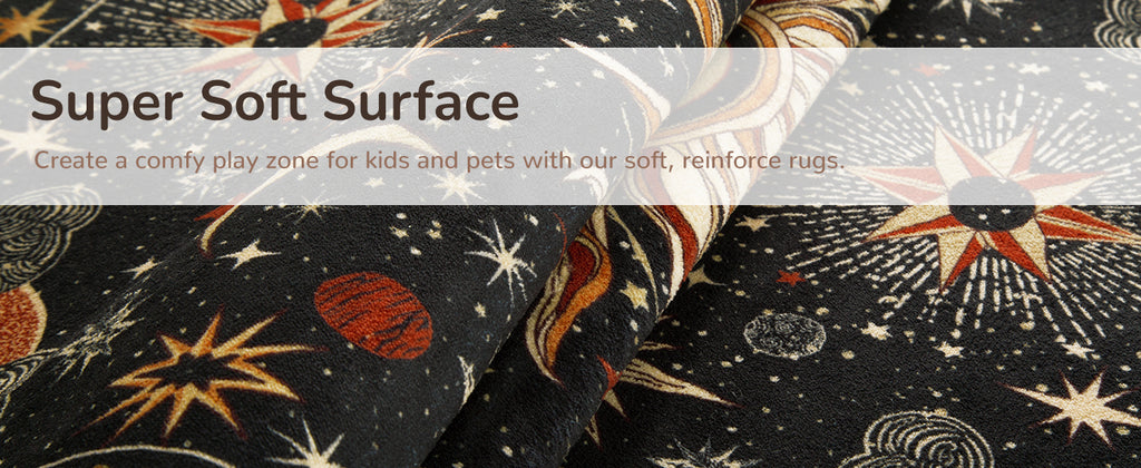 meejou Sun and Moon Area Rug, Black/Gold/Beige/Red, 5 x 7 ft