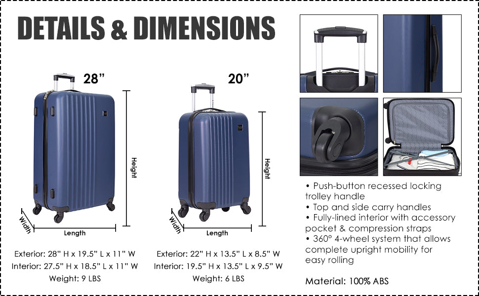 Travelers Club TBF-A1620-410 Suitcase – 1-Piece (20-Inch), Navy Blue – Navy Blue / 1-Piece (20-Inch) – product detail