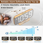 Peakeep Mirror Digital Alarm Clock, Gold