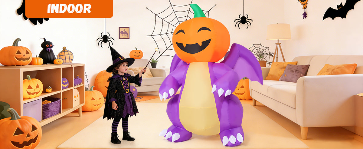 COMIN CO-69725 6-Foot Halloween Pumpkin & Dragon Inflatable – Purple – product detail