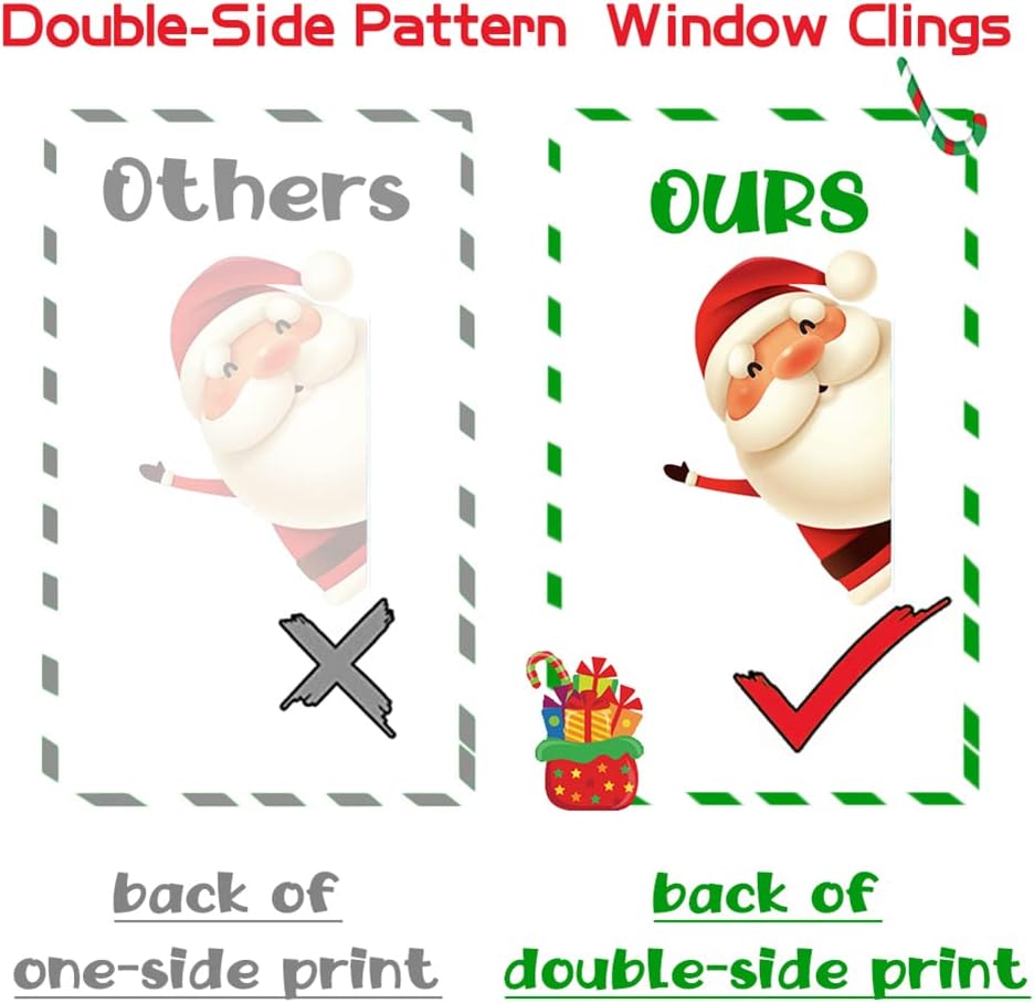 XIMISHOP Christmas Window Clings, 82-Piece Set