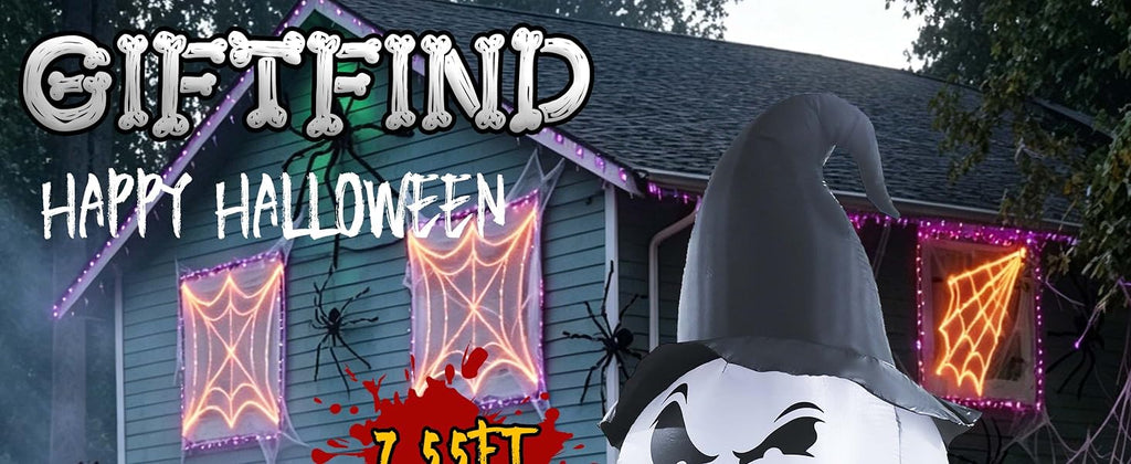GIFTFIND 10091 7.6-Foot Halloween Pumpkin & Ghost Inflatable – Stacked Pumpkins – product detail