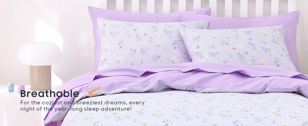 Wake In Cloud Purple Floral Full Comforter Set, 3 Pieces