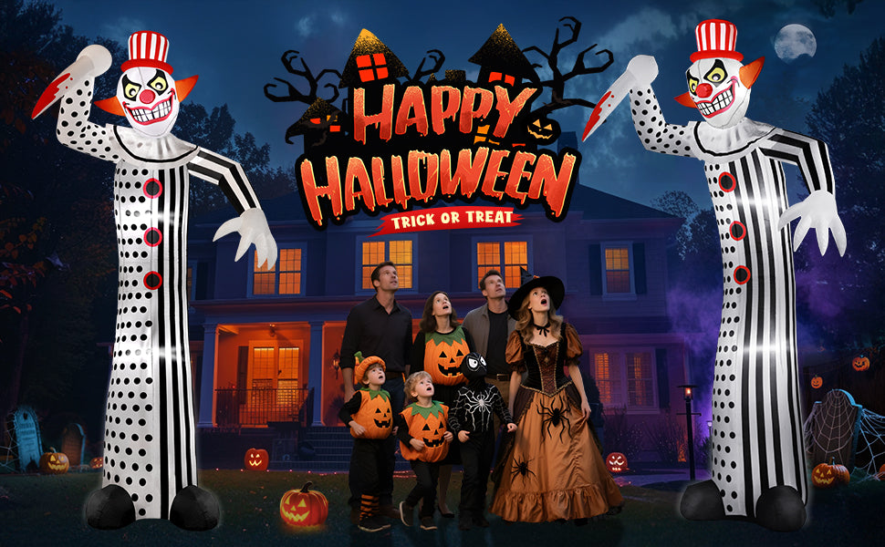 zukakii QM-WS-018 12-Foot Halloween Clown Inflatable – white – product detail