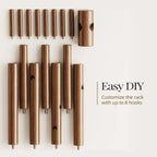 Pipishell Wooden Coat Rack with Eight Hooks, Brown